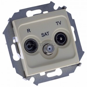 Simon 15 1591466-031 - Gniazdo antenowe RTV-SAT końcowe lub zakończeniowe w szeregu gniazd przelotowych - Beżowy - Podgląd zdjęcia 360st. nr 1