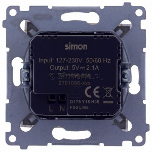 Simon 54 DC2USB.01/44 - Podwójna ładowarka USB - Złoty Mat - Podgląd zdjęcia 360st. nr 9