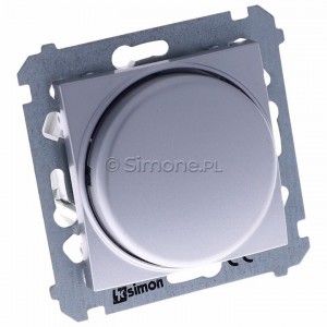 Simon 54 DS9T.01/43 - Ściemniacz naciskowo-obrotowy 20-500W - Srebrny Mat - Podgląd zdjęcia 360st. nr 1