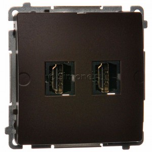 Simon Basic BMGHDMI2.01/47 - Gniazdo HDMI podwójne - Czekoladowy - Podgląd zdjęcia nr 9