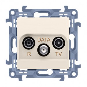 Simon 10 CAD.01/41 - Gniazdo R-TV-DATA (pod internet kablowy) - Kremowy - Podgląd zdjęcia nr 1