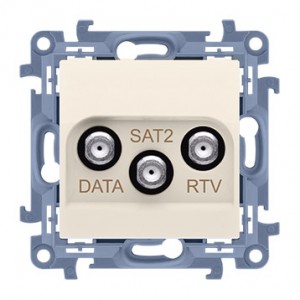 Simon 10 CADSATF.01/41 - Gniazdo RTV-DATA-SAT (pod internet kablowy) - Kremowy - Podgląd zdjęcia nr 1