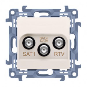 Simon 10 CASK2F.01/41 - Gniazdo antenowe RTV-SAT-SAT satelitarne podwójne - Kremowy - Podgląd zdjęcia nr 1