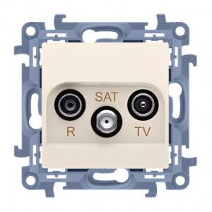 Simon 10 CASP.01/41 - Gniazdo antenowe R-TV-SAT przelotowe - Kremowy - Podgląd zdjęcia nr 1