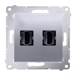 Simon 54 DGHDMI2.01/43 - Gniazdo HDMI podwójne - Srebrny Mat - Podgląd zdjęcia nr 1