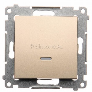 Simon 54 DP1L.01/44 - Przycisk zwierny pojedynczy z podświetleniem typu LED w kolorze niebieskim 10A - Złoty Mat - Podgląd zdjęcia nr 10