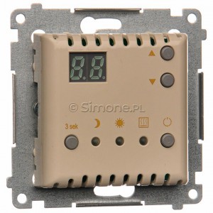 Simon 54 DTRNW.01/41 - Regulator temperatury z czujnikiem wewnętrznym i wyświetlaczem LCD - Kremowy - Podgląd zdjęcia nr 1