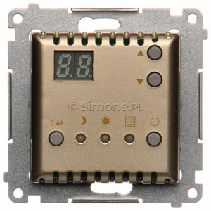 Simon 54 DTRNW.01/44 - Regulator temperatury z czujnikiem wewnętrznym i wyświetlaczem LCD - Złoty Mat - Podgląd zdjęcia nr 10