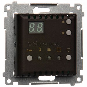 Simon 54 DTRNW.01/46 - Regulator temperatury z czujnikiem wewnętrznym i wyświetlaczem LCD - Brąz Mat - Podgląd zdjęcia nr 1