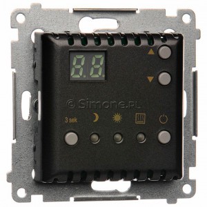 Simon 54 DTRNW.01/48 - Regulator temperatury z czujnikiem wewnętrznym i wyświetlaczem LCD - Antracyt - Podgląd zdjęcia nr 1