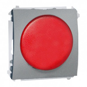 Simon Classic MSS/2.01/26 - Sygnalizator świetlny LED - światło czerwone (Mechanizm + Plakietka) - Aluminiowy Met. - Podgląd zdjęcia nr 1