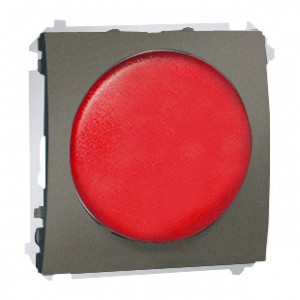 Simon Classic MSS/2.01/27 - Sygnalizator świetlny LED - światło czerwone (Mechanizm + Plakietka) - Platynowy Met. - Podgląd zdjęcia nr 1