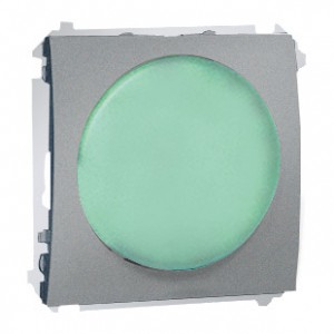 Simon Classic MSS/3.01/26 - Sygnalizator świetlny LED - światło zielone (Mechanizm + Plakietka) - Aluminiowy Met. - Podgląd zdjęcia nr 1