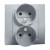 Simon 15 1591451-026 - Gniazdo podwójne z bolcem uziemiającym i przesłonami torów prądowych - Aluminium - Miniatura zdjęcia nr 1