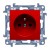Simon 10 CGZ1CZ.01/22 - Gniazdo wtyczkowe pojedyncze z uziemieniem i przesłonami torów prądowych w kolorze Czerwonym 16A (Montaż przewodów na Szybkozłącza) - Czerwony - Miniatura zdjęcia nr 1